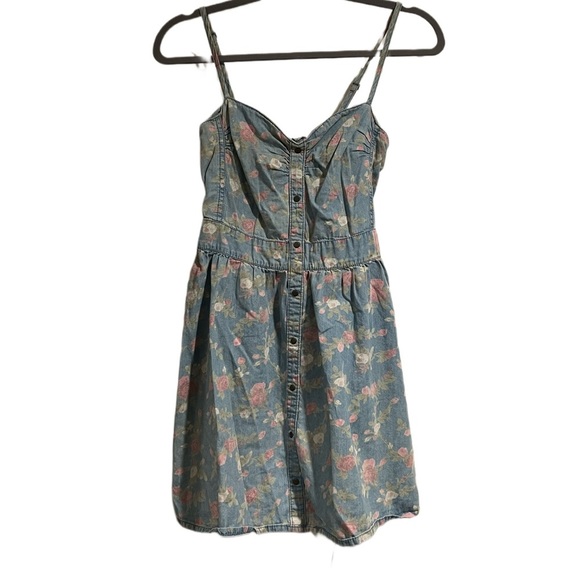 Tinseltown Dresses Vintage Tinseltown Small Light Denim Floral Mini